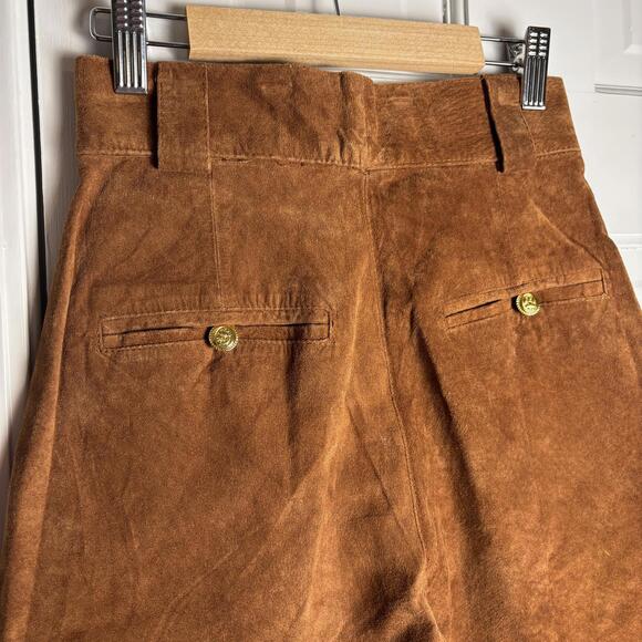 Vintage Suede Pleated High Rise Shorts XXS - Picture 5 of 6